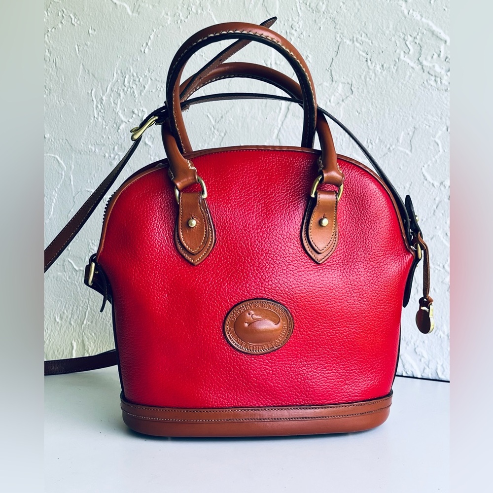 DOONEY & BOURKE  VINTAGE RED 
NORFOLK DOMED SATCHEL CROSSBODY BAG